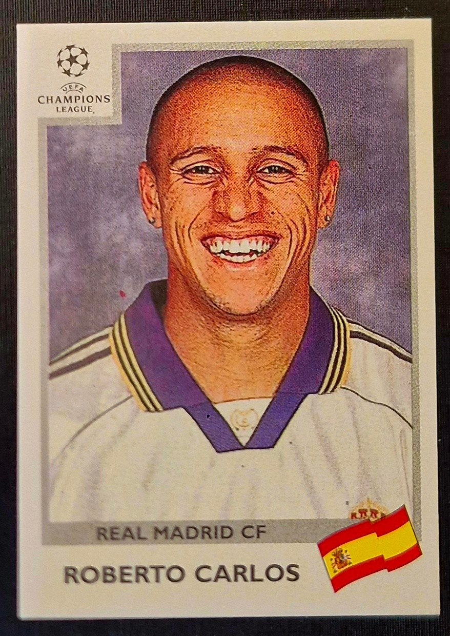 Panini Champions League Roberto Carlos - Real Madrid, 99/00, Ophalen of Verzenden, Zo goed als nieuw, Buitenlandse clubs, Poster, Plaatje of Sticker