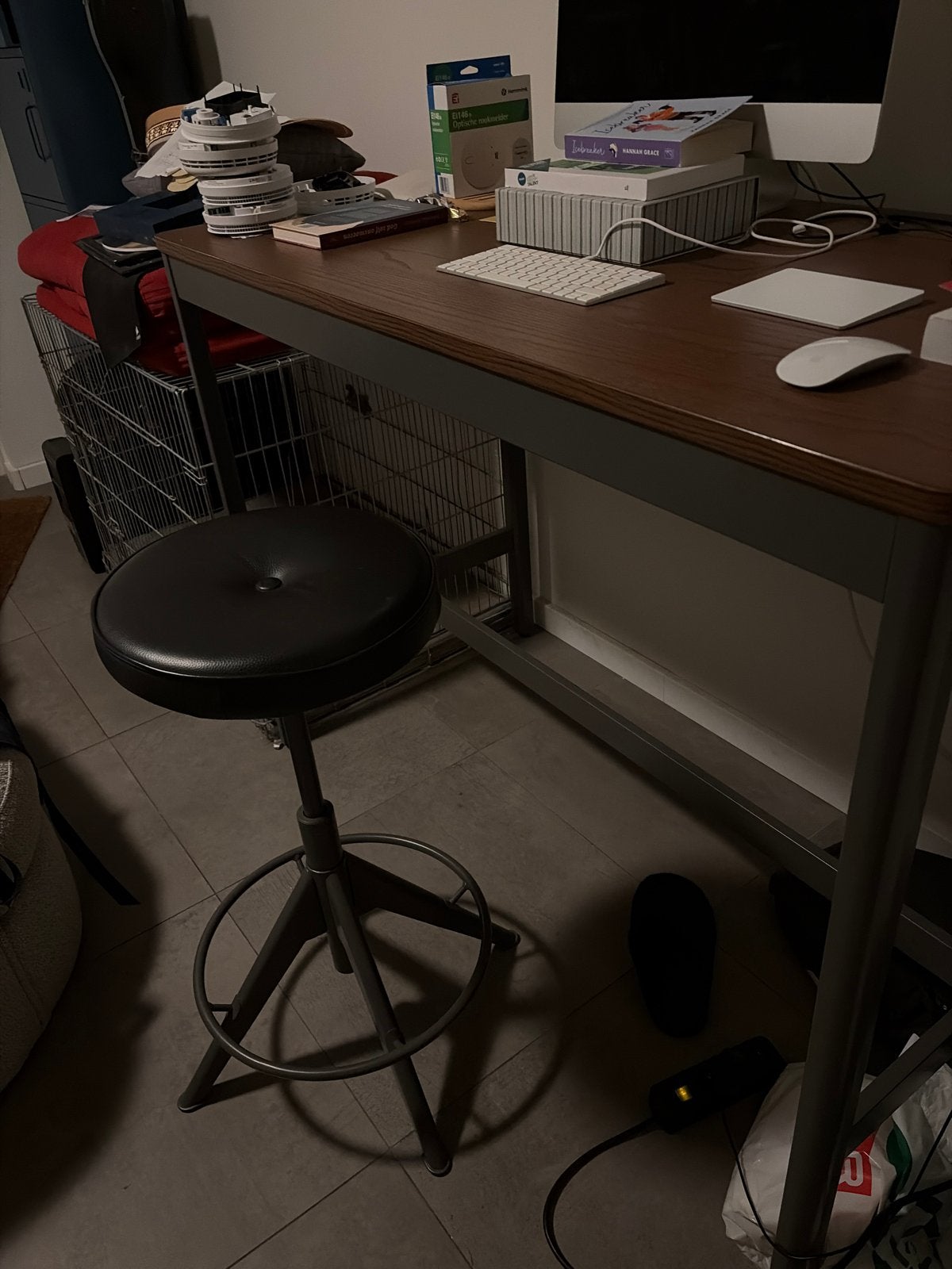 IKEA Hoge kruk en hoog bureau, Gebruikt, Zwart, Ophalen of Verzenden, Metaal