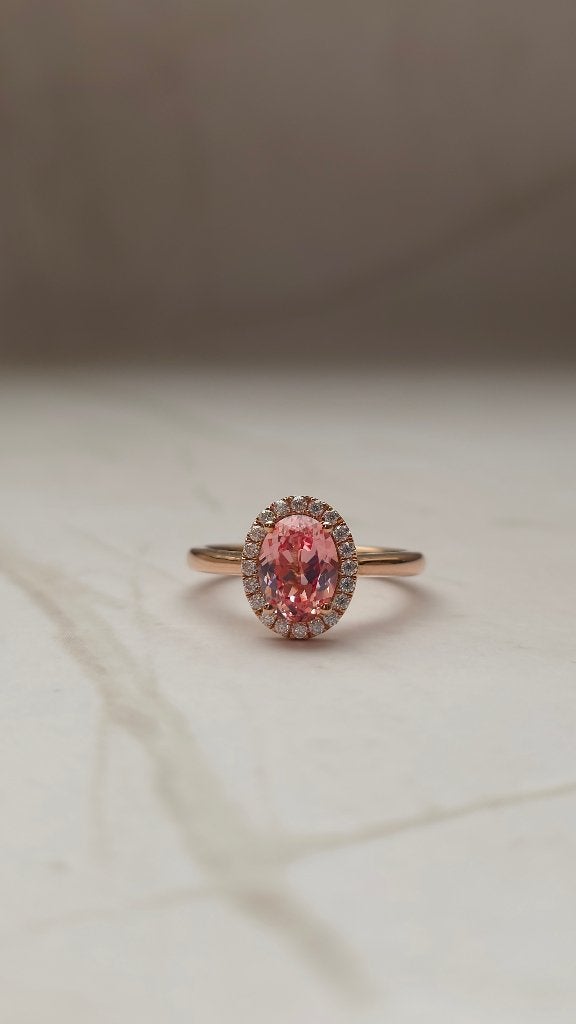 Pink Sapphire Engagement Ring, Ophalen of Verzenden, Roze, Met edelsteen, Dame