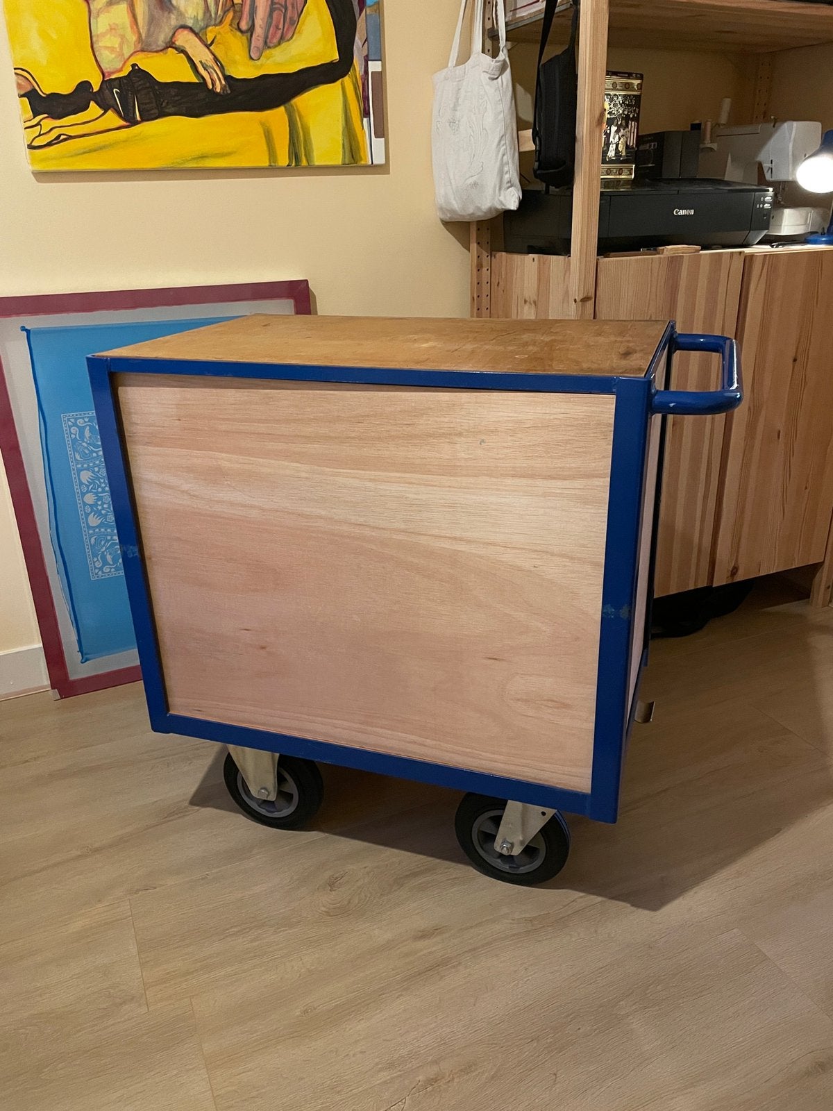 Magazijnkar / transportkart blauw, Doe-het-zelf en Verbouw, 100 liter of meer, Ophalen, Zo goed als nieuw, Transportkar