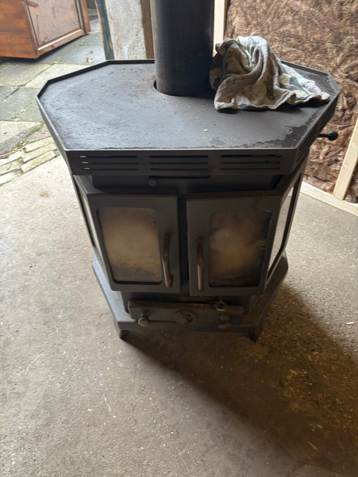 Barbas Rosolo 10kW Houtkachel met pijp en onderplaat, Ophalen, Gebruikt, Houtkachel, Vrijstaand