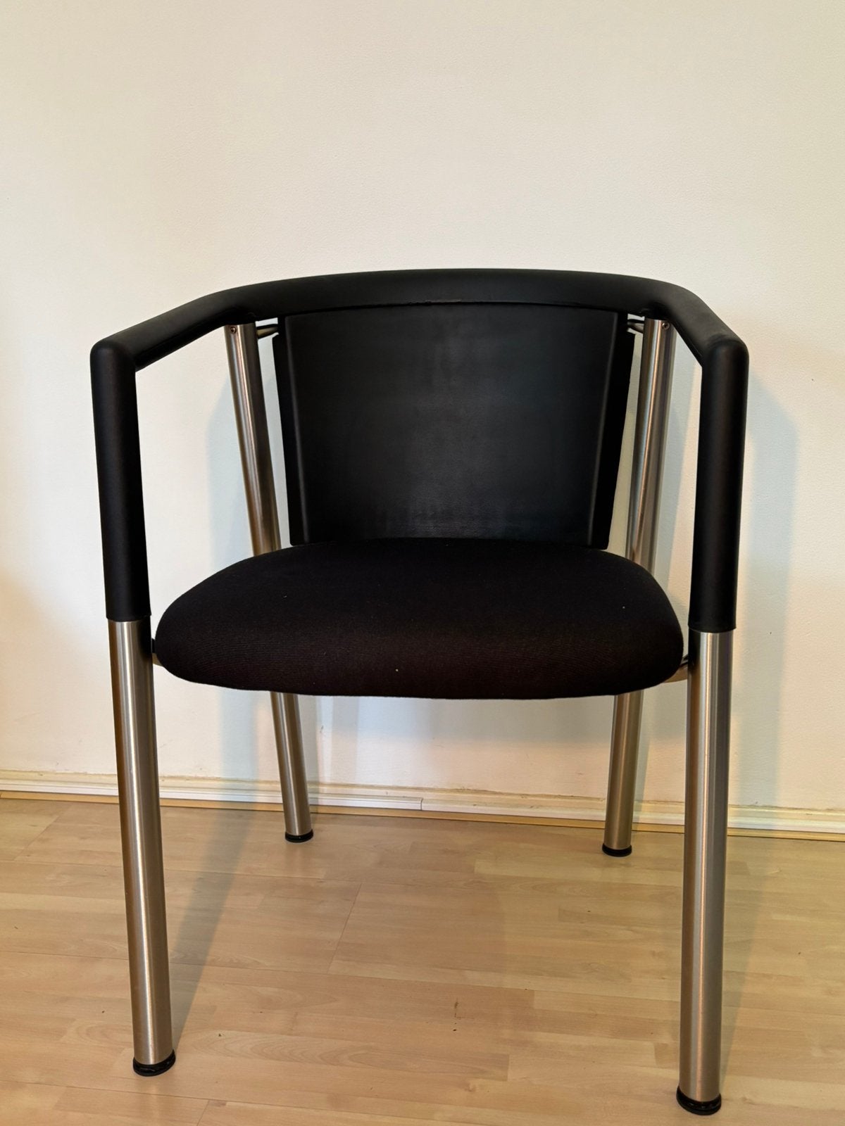 Flexform design stoel, Zwart met geborsteld staal., Ophalen, Stof, Gebruikt, Zwart
