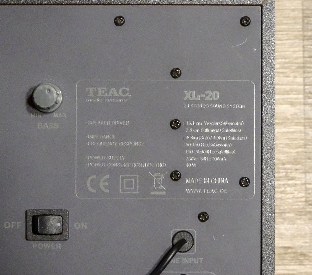 2.1 Speakerset TEAC XL-20, Computers en Software, Ophalen of Verzenden, Gebruikt, Audiokanaal 2.1