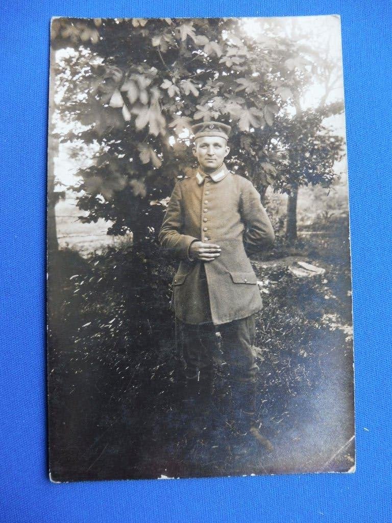 WO1 Feldpost/Fotokaart Duitse soldaat in het veld (T), Verzamelen, Ophalen of Verzenden, Landmacht, Duitsland, Overige typen