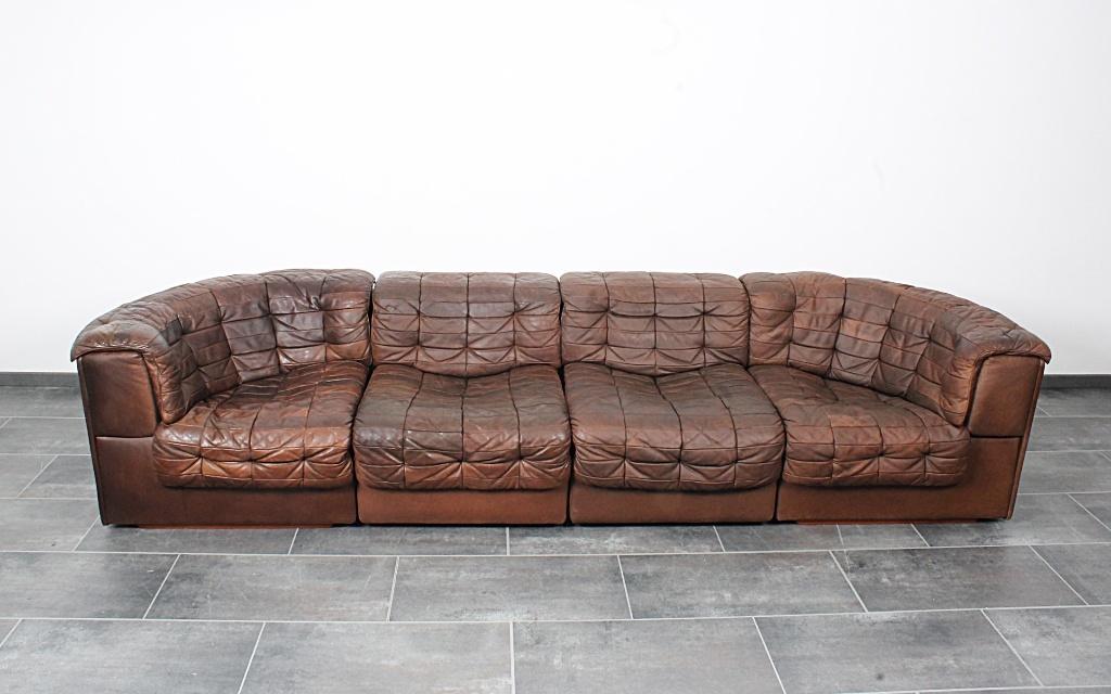 De sede 4-delige lederen DS11 bank, Gebruikt, Vintage Design Iconic, 300 cm of meer, 75 tot 100 cm