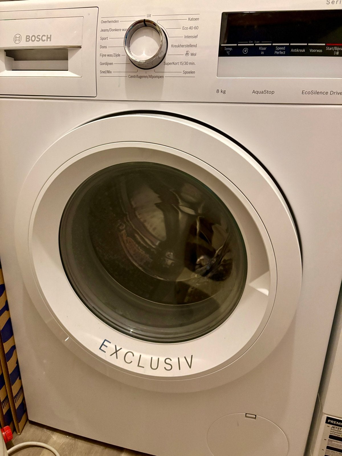Bosch Serie 4 Exclusiv Wasmachine 8kg Aquastop EcoSilence, Ophalen, 1200 tot 1600 toeren, 8 tot 10 kg, Zo goed als nieuw