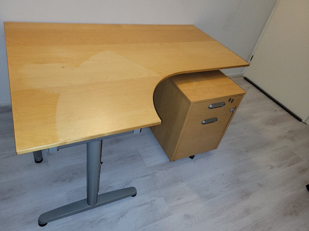 IKEA Galant Hoekbureau (160x120 cm) incl. Ladeblok op wielen, Ophalen, 160 cm, Gebruikt, 120 cm