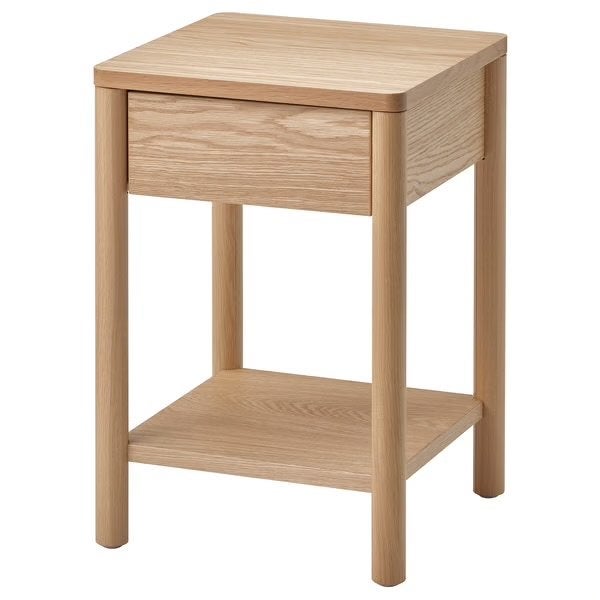 IKEA Tonstad Nachtkastje Eikenfineer met Lade, Ophalen, Minder dan 45 cm, 55 tot 70 cm, Zo goed als nieuw
