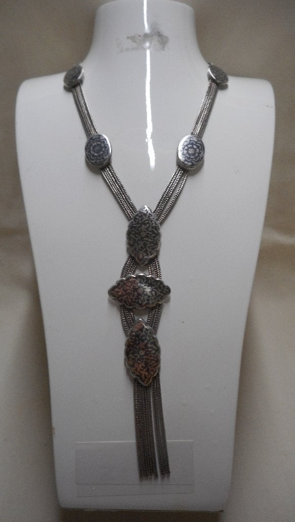 Zilveren antiek Ottomaans collier met niello nr.955, Sieraden, Tassen en Uiterlijk, Antieke sieraden, Verzenden, Zilver, Ketting