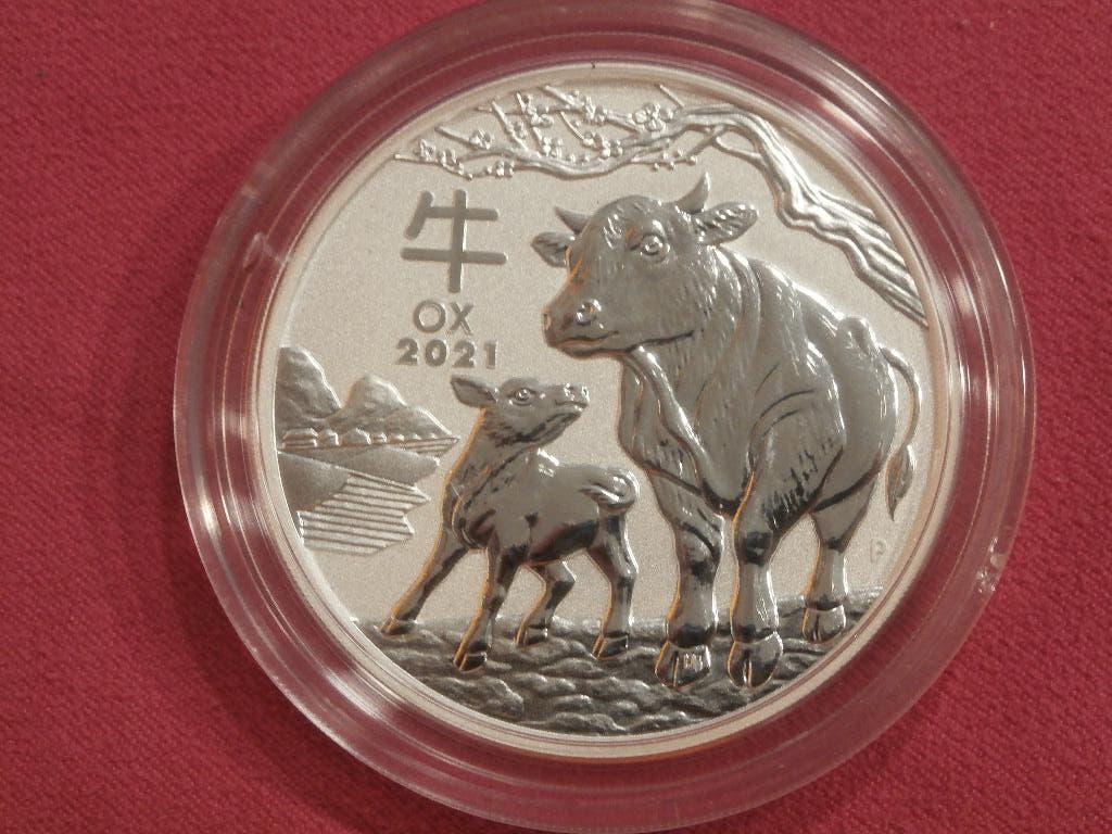 TWO OUNCE LUNAR lll. 2021 OX., Ophalen of Verzenden, Zilver