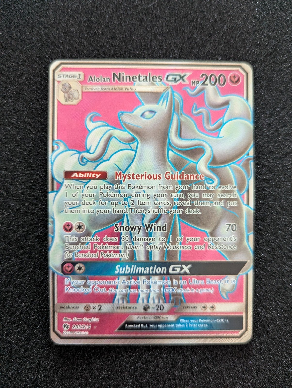 Alolan Ninetales GX 205/214 NM Pokémon Kaart, Hobby en Vrije tijd, Verzamelkaartspellen | Pokémon, Ophalen of Verzenden, Zo goed als nieuw