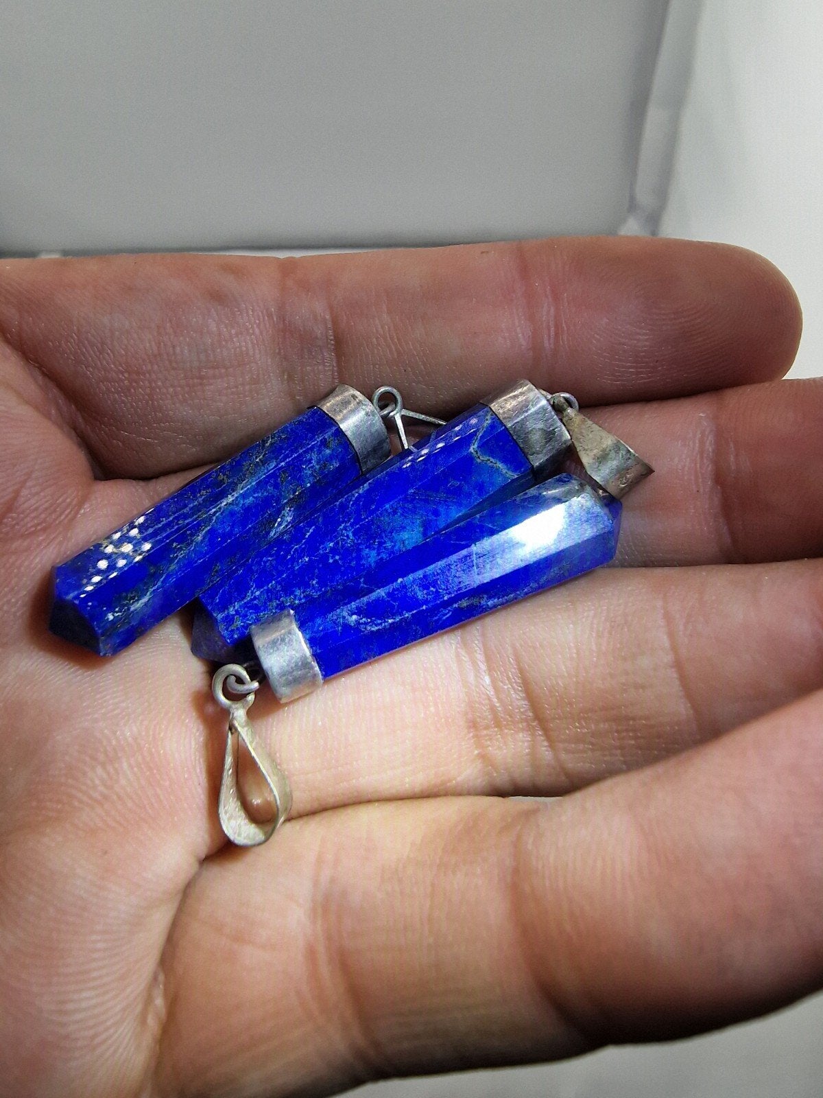 Lapis Lazuli Hangers N138 - Zilver, Sieraden, Tassen en Uiterlijk, Overige voorstellingen, Blauw, Circlesevenj@gmail.com, Nieuw