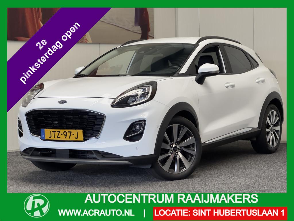 Ford Puma 1.0 ECOBOOST HYBRID AUTOMAAT NAVIGATIE APPLE CARPL, Zwart, Leder en Stof, Wit, Origineel Nederlands