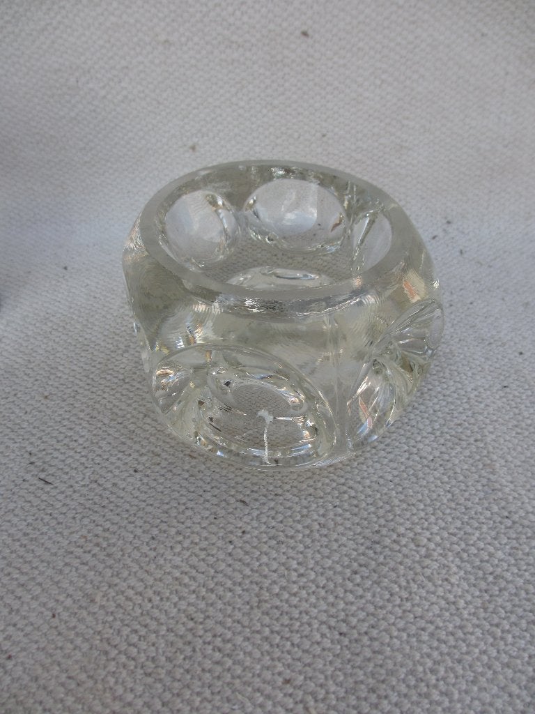 2 stuks Space Age vintage glazen kandelaren Peill & Putzler, Gebruikt, 13 cm, Ophalen of Verzenden, Glas