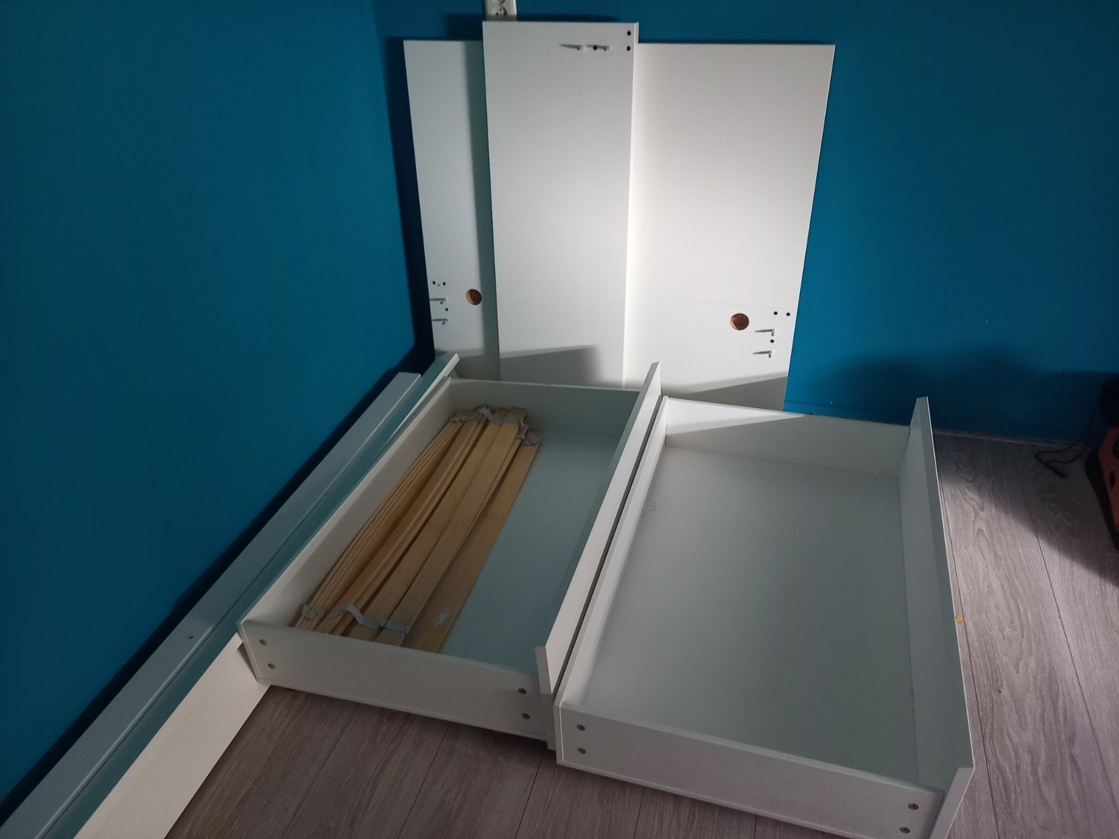 Eenpersoonsbed met lades en lattenbodem, Ophalen, Gebruikt, 90 cm, Eenpersoons