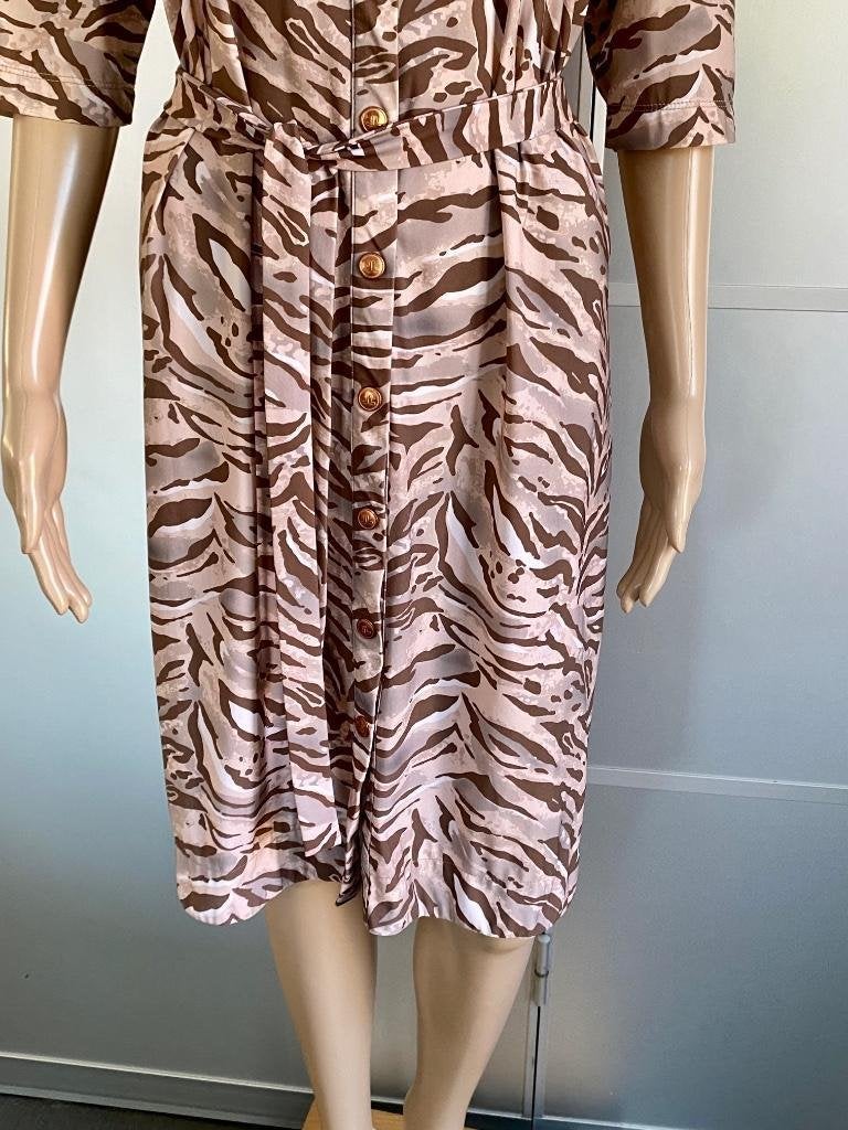 J328 Jane Lushka maat M=38/40 blouse-jurk travelstof bruin, Maat 38/40 (M), Bruin, Ophalen of Verzenden, Zo goed als nieuw
