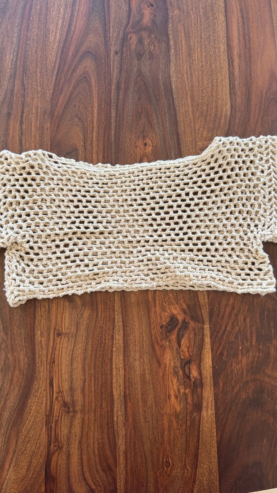Handgemaakte gehaakte crop top, beige, maat S, Beige, Nieuw, Ophalen of Verzenden, Korte mouw