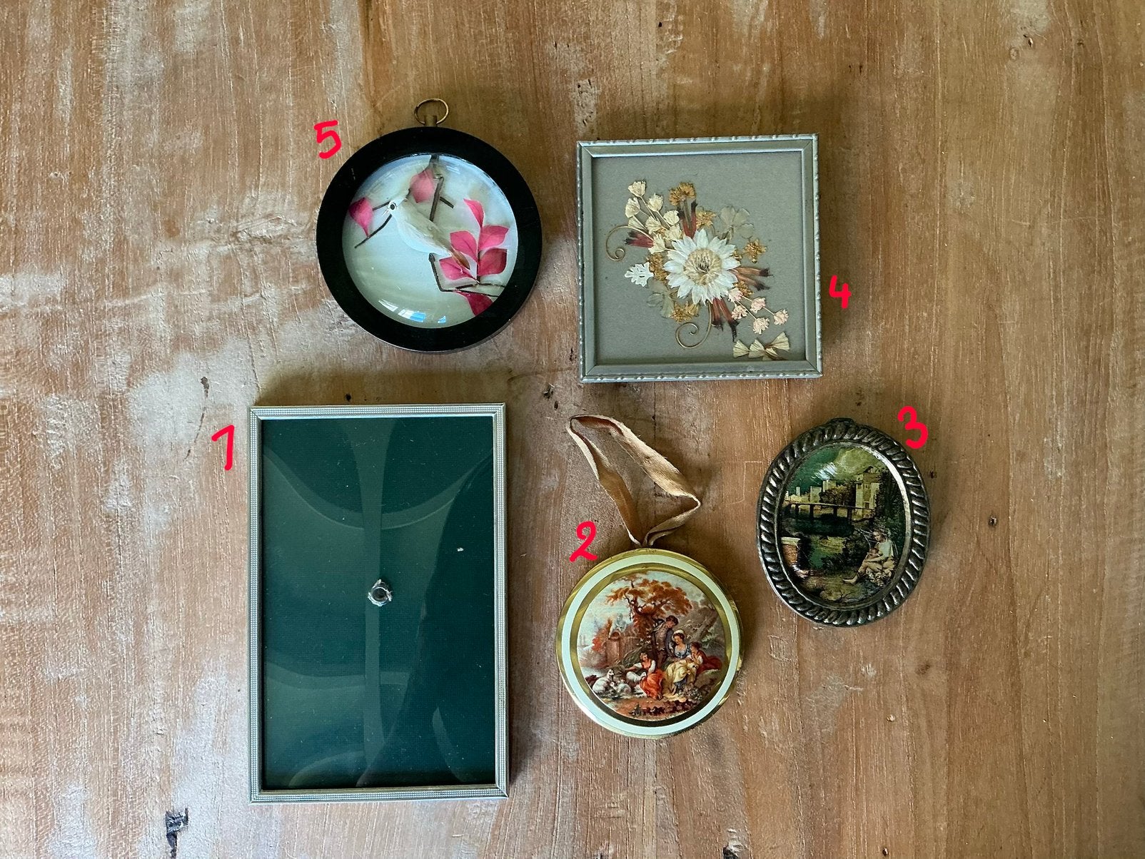 5 antieke fotolijstjes,schilderijtjes.️. 1= €10   5 = €25, Antiek en Kunst, Ophalen of Verzenden