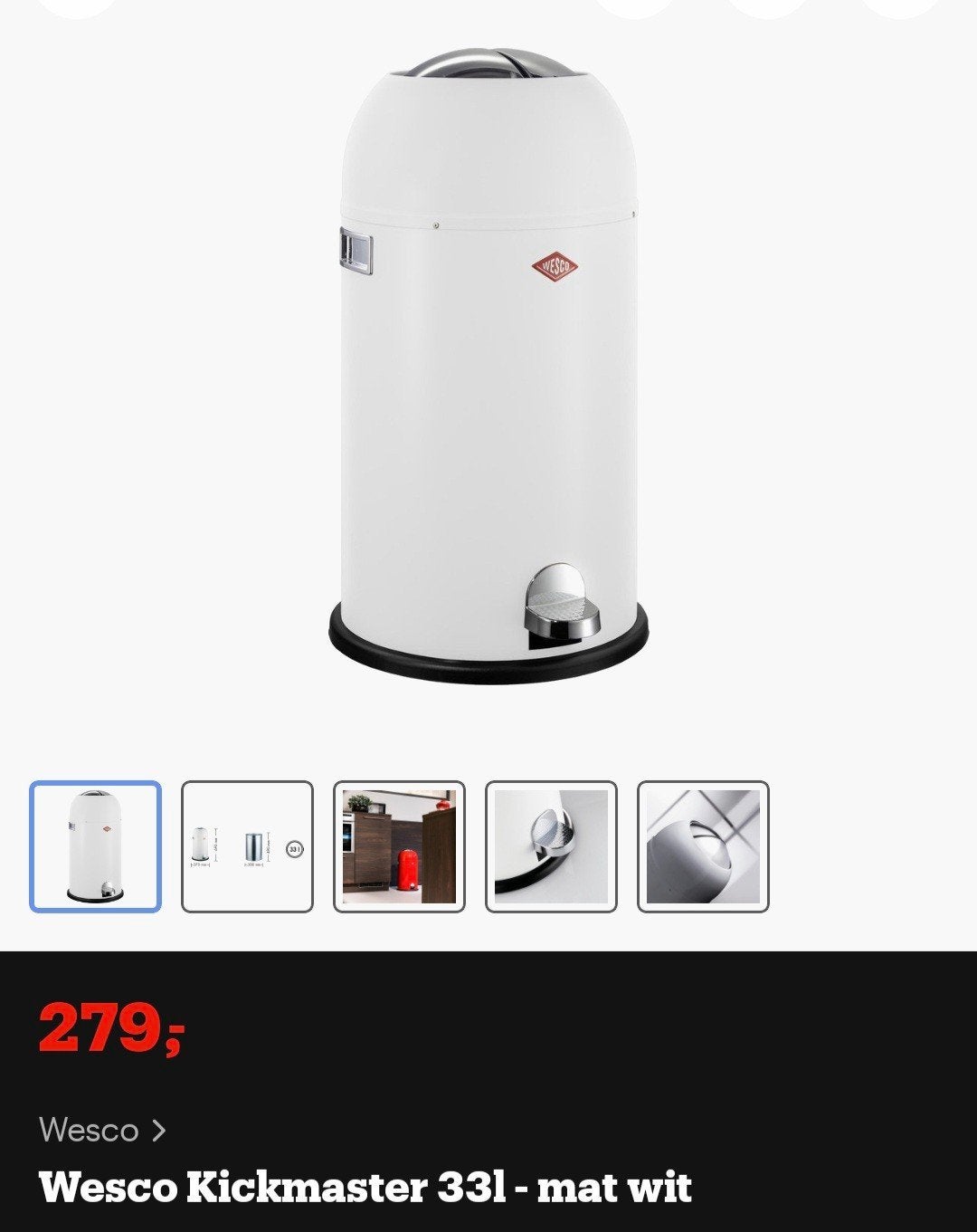 wesco witte pedaalemmer kickmaster, Doe-het-zelf en Verbouw, Minder dan 20 liter, Ophalen, Geiser