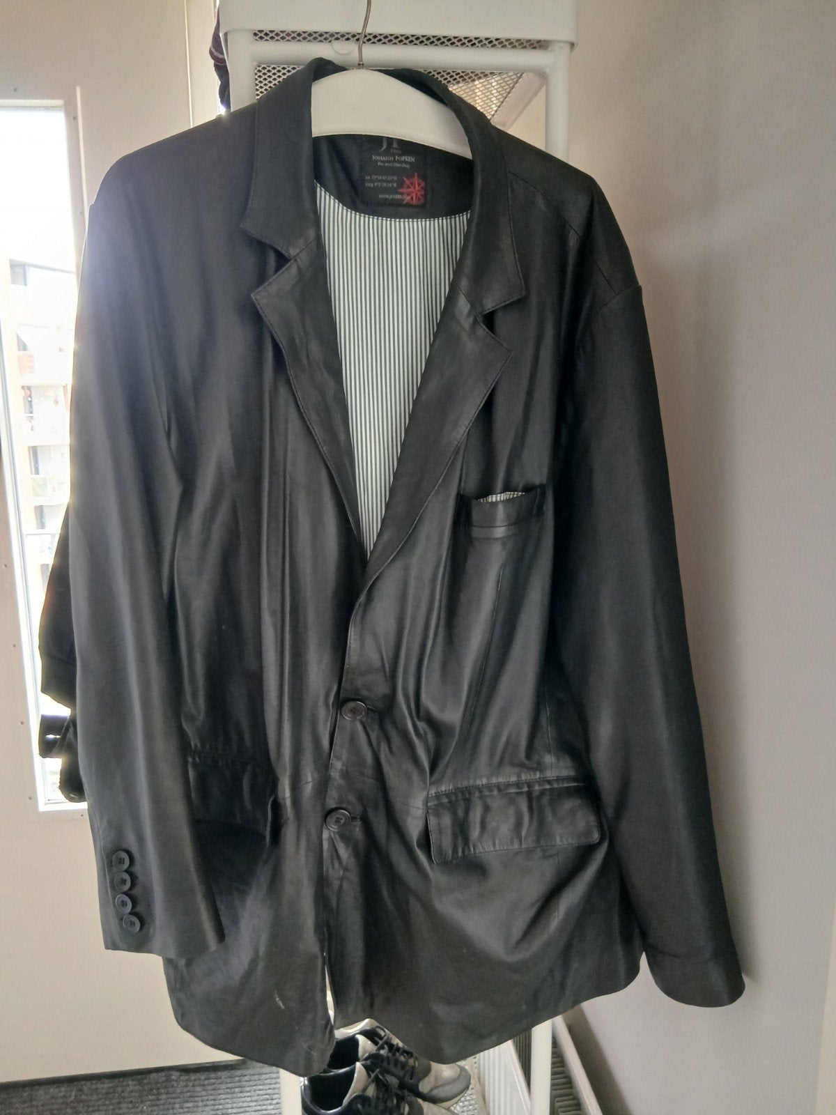 leren heren colbert tussen jas, Kleding | Heren, Ophalen of Verzenden, Zo goed als nieuw, Zwart, Jas of Mantel