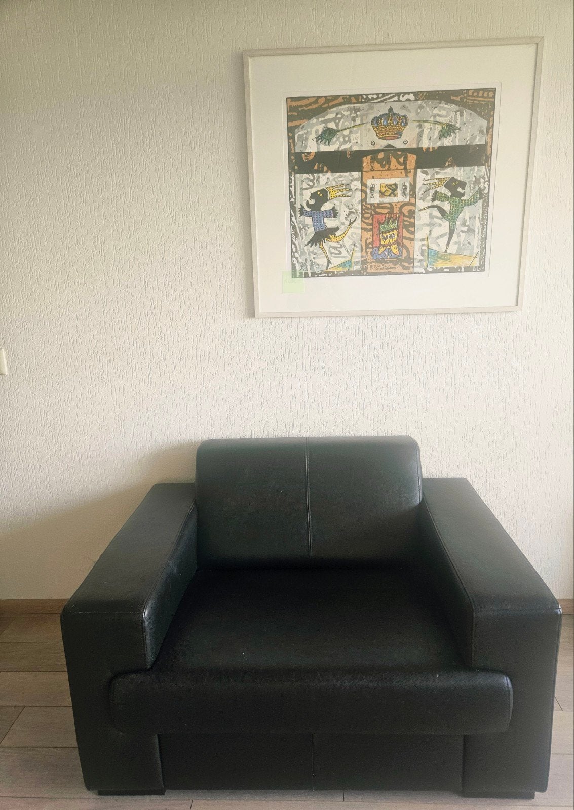 Leren fauteuil, zwart, Ophalen, Gebruikt, Eenpersoons, Minder dan 150 cm