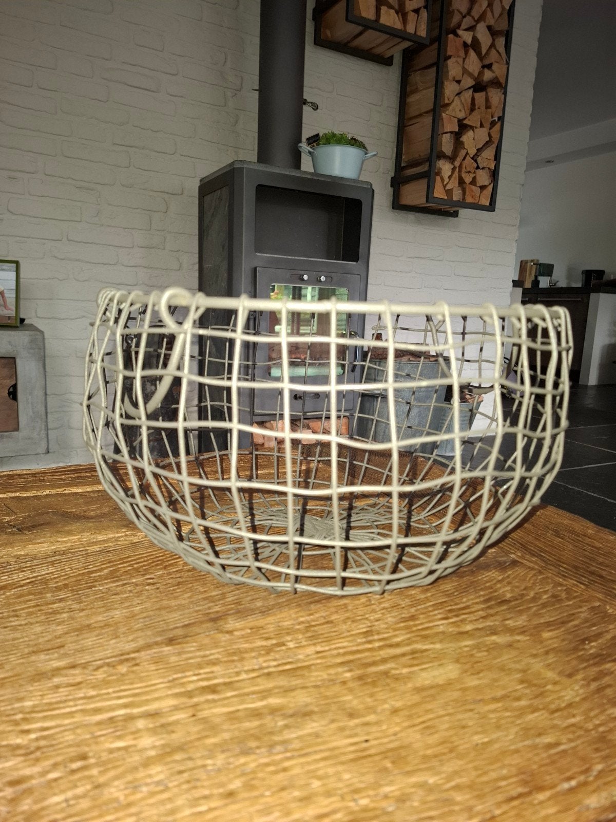 Metalen mand, ijzer, 33 cm diameter, 18 cm hoog, Ophalen, Gebruikt, Mand, Rond