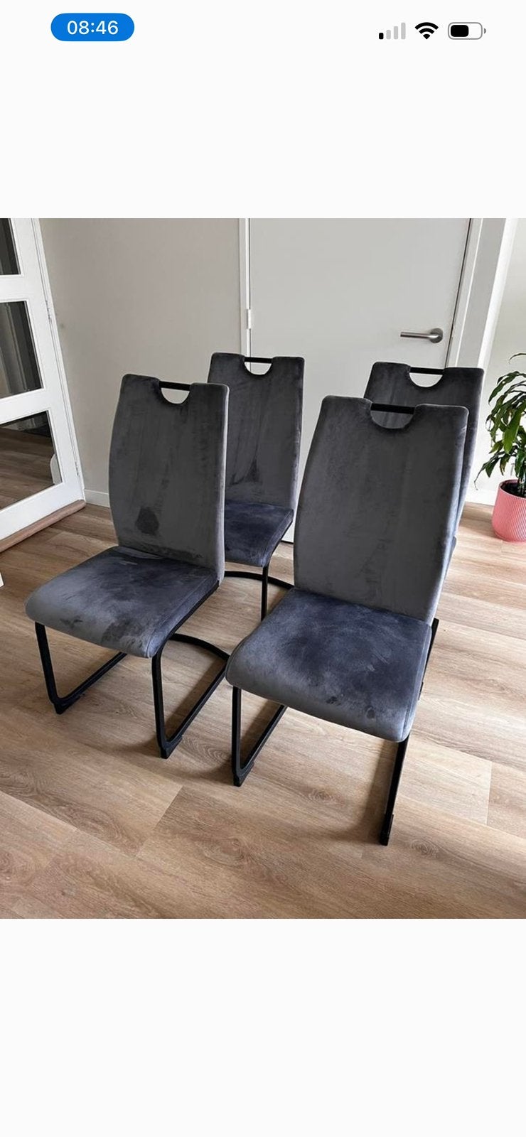 Grijze eetkamerstoelen, Ophalen, Zo goed als nieuw, Grijs, Vier