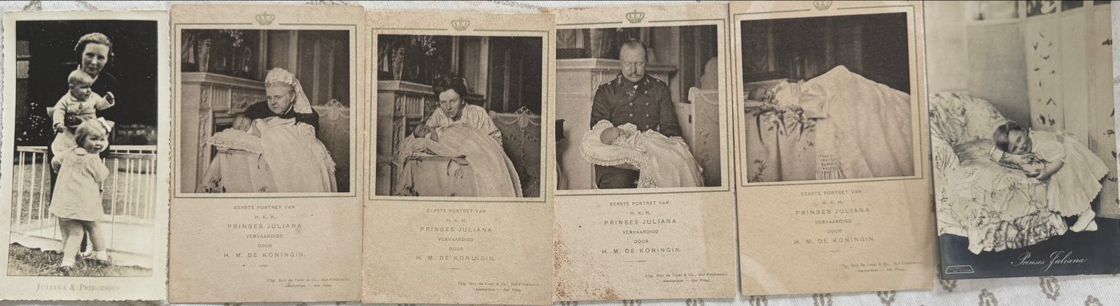 Set van 6 oude ansichtkaarten Prinses Juliana, Verzamelen, Ophalen of Verzenden, Gebruikt, Nederland, Kaart, Foto of Prent