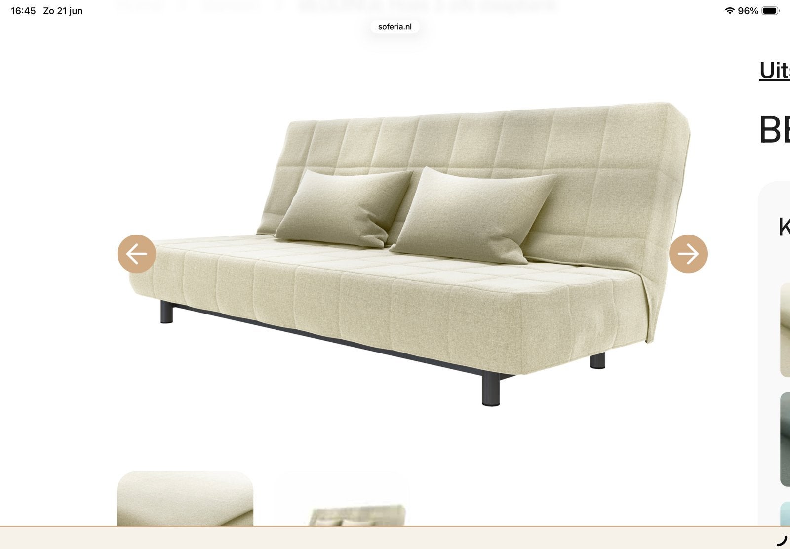Beddinge 2 personen slaapbank ikea ecru, Ophalen, Tweepersoons, 140 cm, Zo goed als nieuw