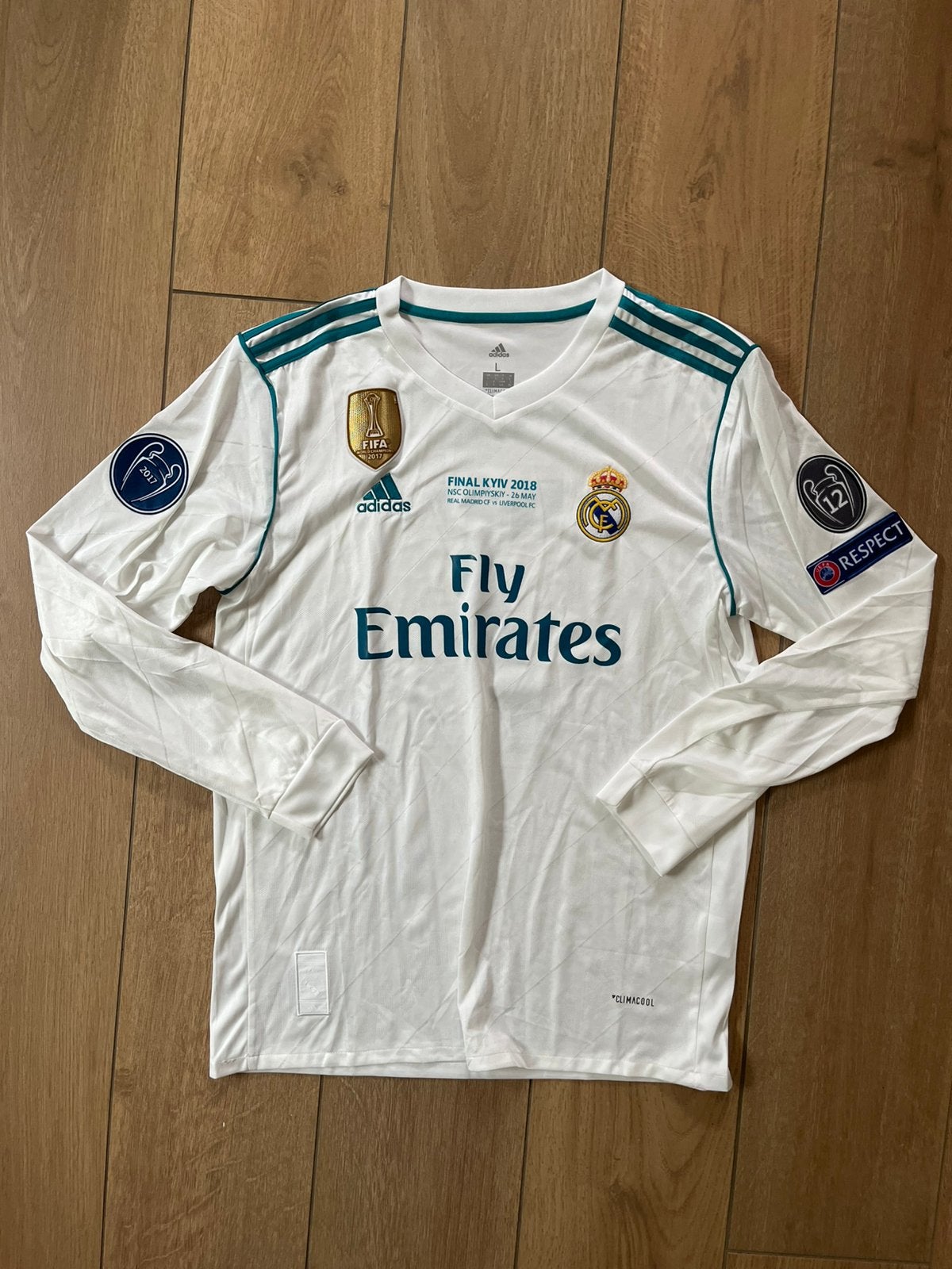 Real madrid shirt ronaldo - Maat L - longlseeve, Kleding | Heren, Maat 52/54 (L), Wit, Nieuw, Ophalen of Verzenden