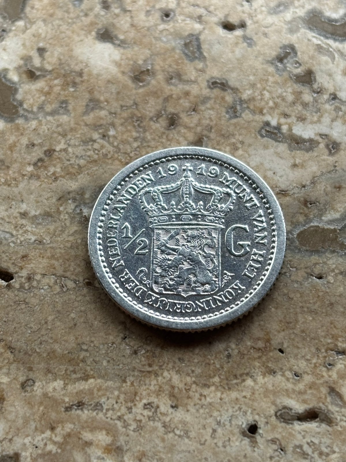 1/2 gulden 1919 Wilhelmina, zeer mooie kwaliteit, ½ gulden, Zilver, Ophalen of Verzenden, Koningin Wilhelmina