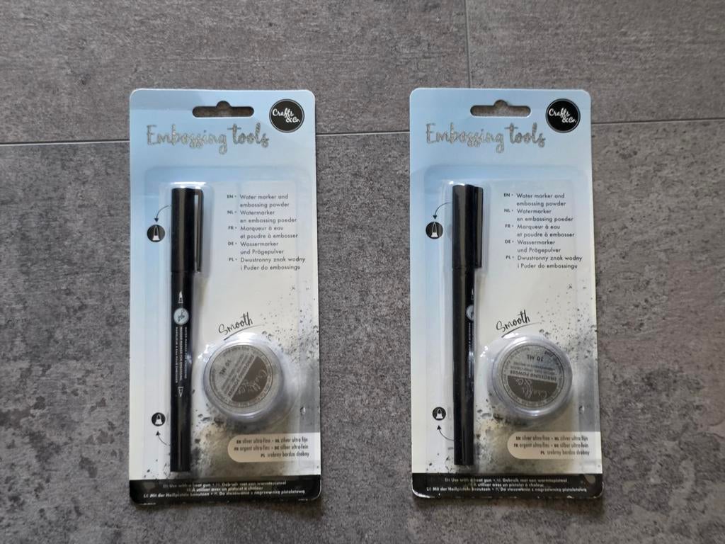 Crafts & Co embossing tools pen met zilver poeder NIEUW, Hobby en Vrije tijd, Ophalen of Verzenden, Nieuw