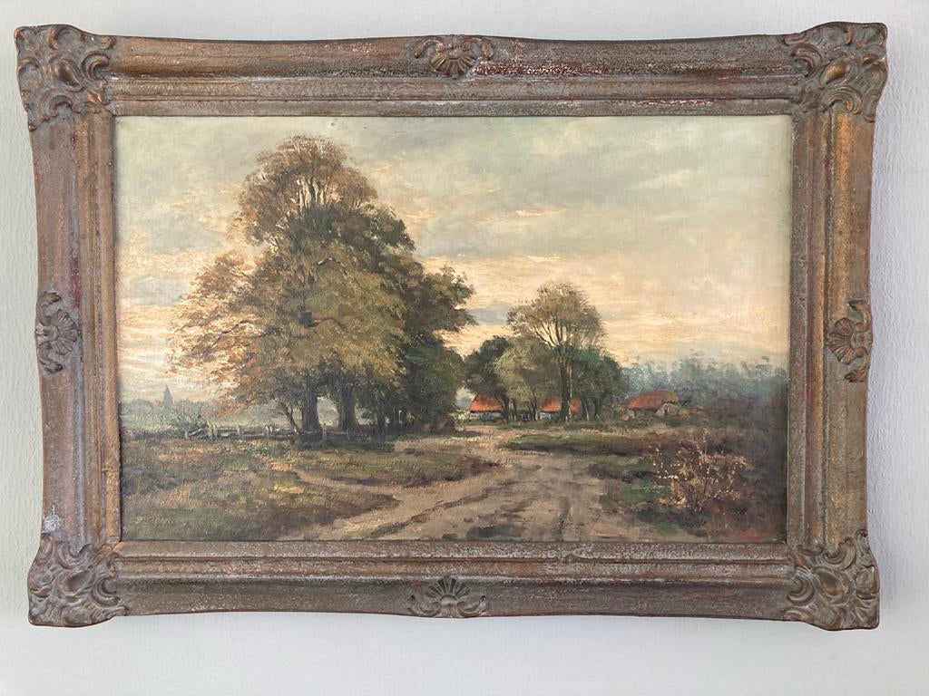 Schilderij W. Van Oort - Boerderij langs zandweg, Ophalen