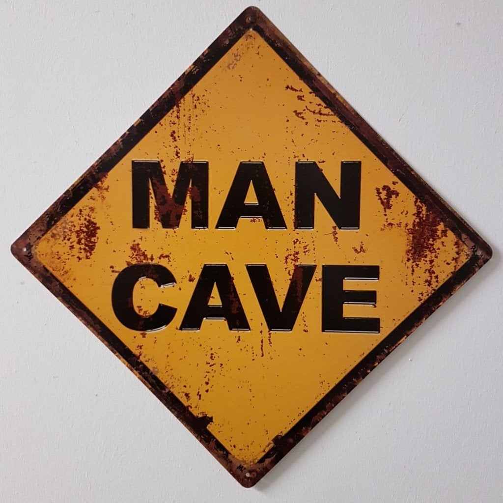 Man Cave geel vierkant reclamebord van metaal wandbord deco, Info@deconoord.nl, Deco Noord, Nieuw, Ophalen of Verzenden