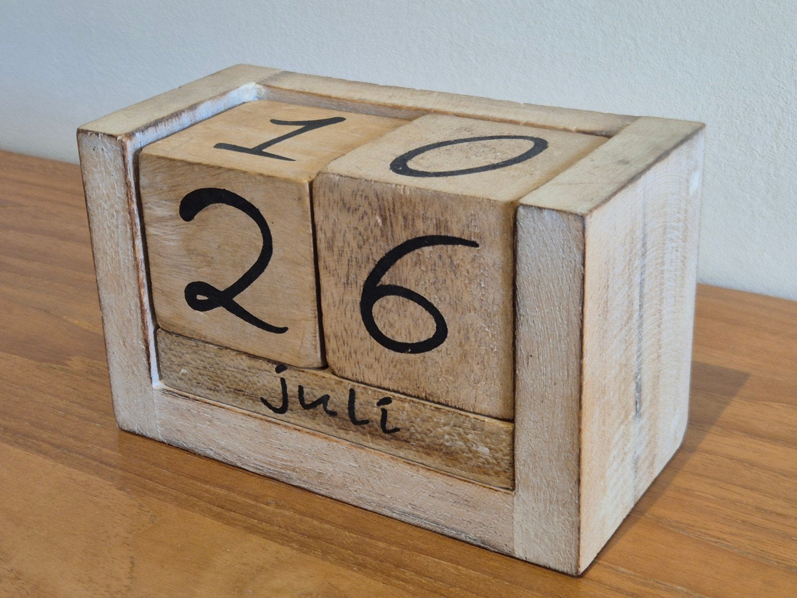 Houten eeuwigdurende kalender, Ophalen of Verzenden, Gebruikt