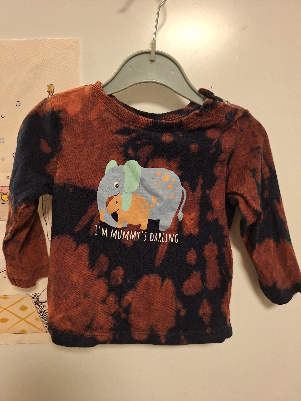 indeknoop - baby shirt olifant tie dye maat 74, Verzenden, Gebruikt, Jongetje of Meisje, Shirtje of Longsleeve