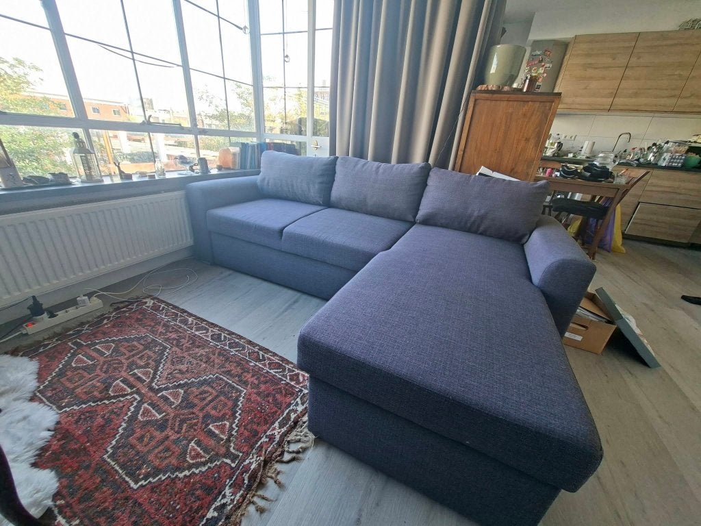 Slaapbank antraciet/zwart met opbergruimte 82 x 215 x 145 cm
