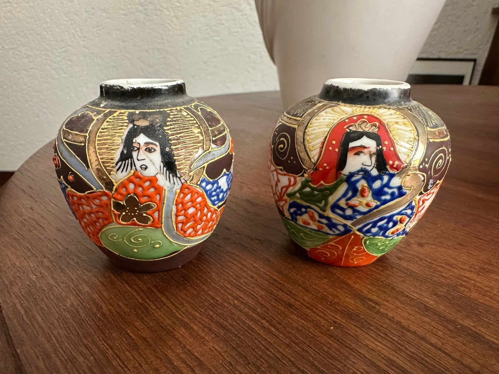 Set van 2 antieke Japanse Satsuma vazen, Antiek en Kunst, Ophalen