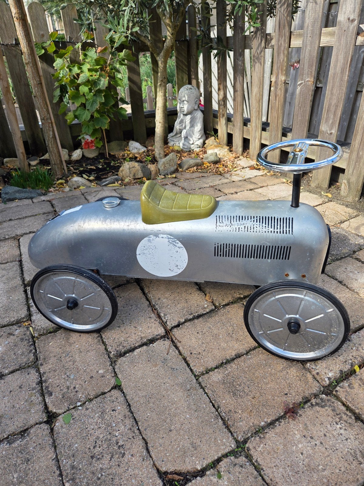 Vintage metal trapauto - zilverkleurig, Ophalen of Verzenden, Gebruikt