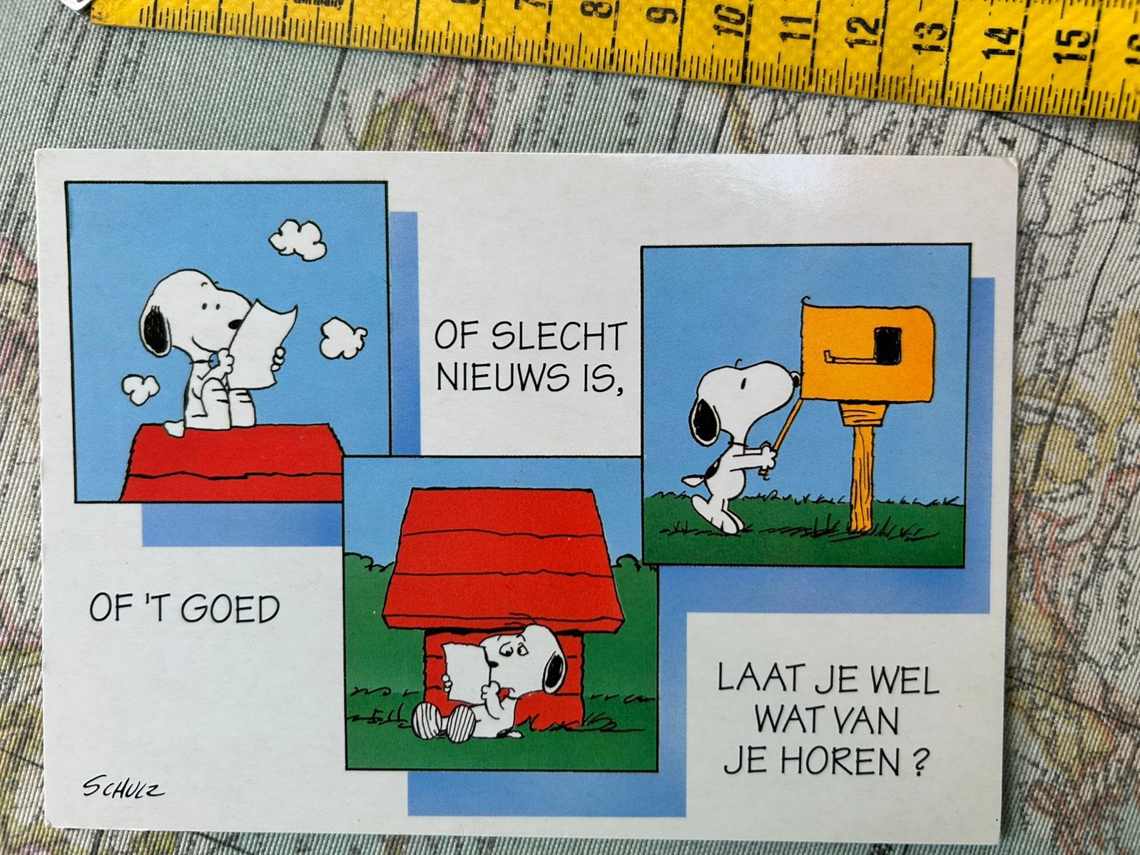 A.134.Oude kinderkaart Snoopy, Ophalen of Verzenden, 1960 tot 1980