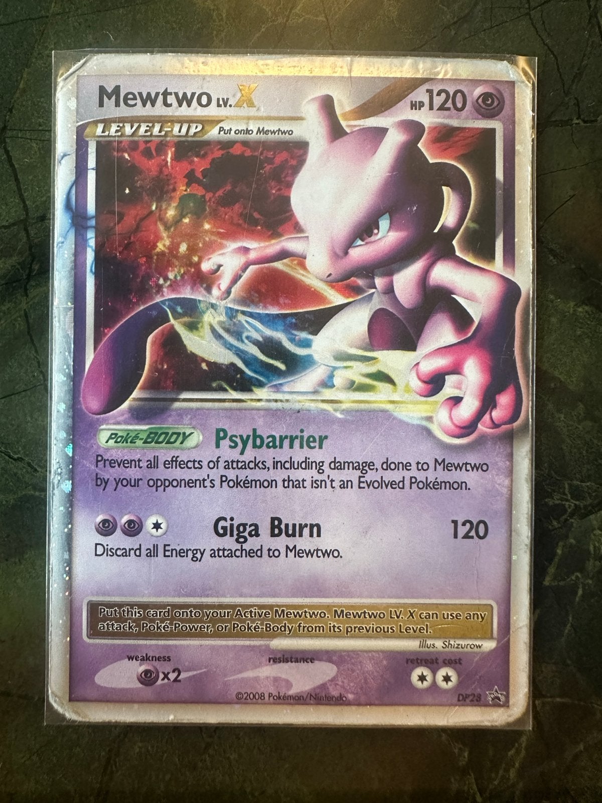Mewtwo LV.X DP28 Promo Pokémon Kaart - Gespeelde Conditie, Ophalen of Verzenden, Gebruikt, Losse kaart