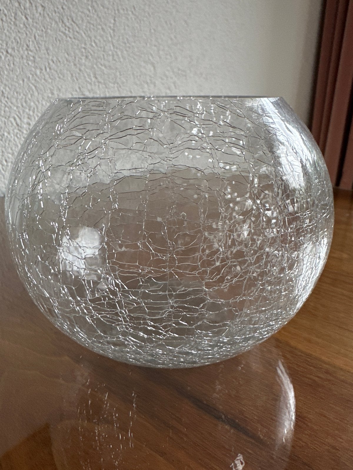 Glazen vaas/windlicht met craquelé-effect, Huis en Inrichting, Ophalen, Nieuw, Glas