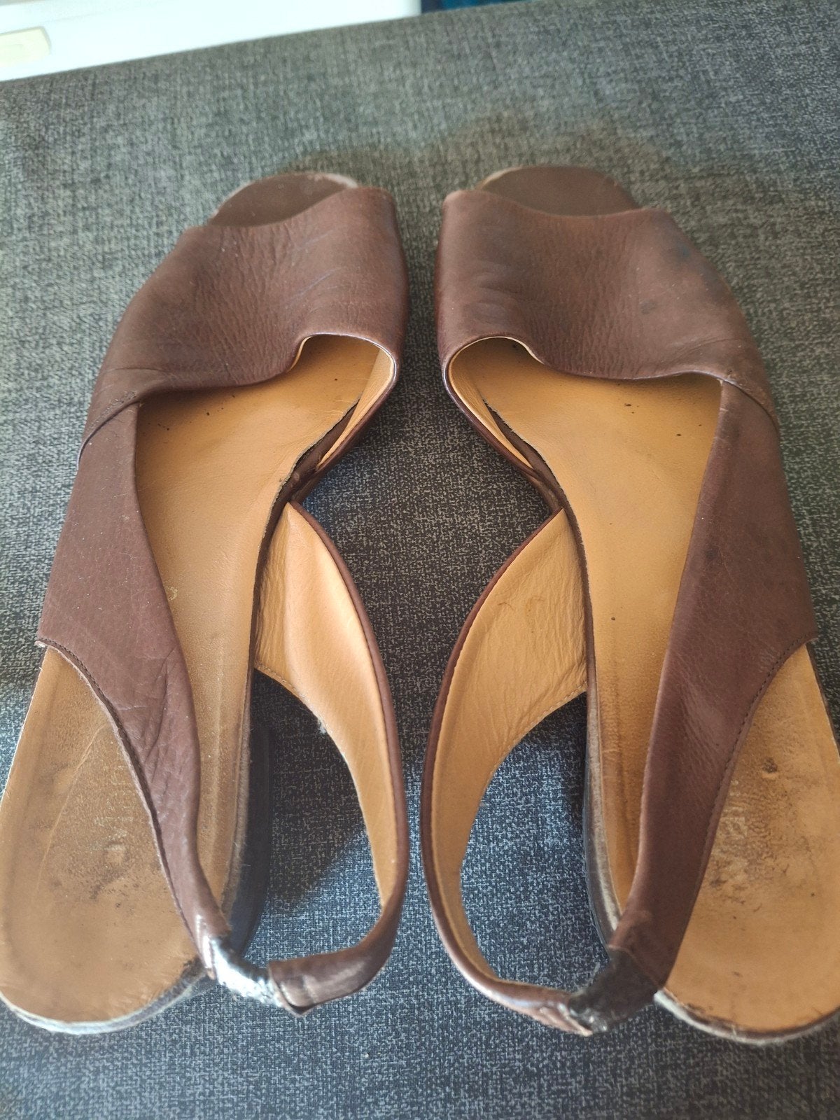 Bruine leren open schoentje met hakje. Mt 41 - Made in Italy, Ophalen of Verzenden, Gedragen, Bruin