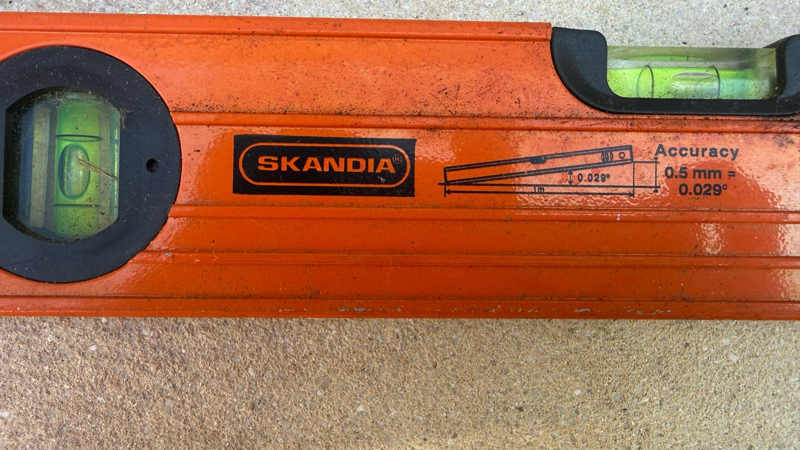 Skandia Waterpas - Nauwkeurigheid 0.5 mm/m, Doe-het-zelf en Verbouw, Gereedschap | Handgereedschap, Ophalen, Gebruikt, Waterpas