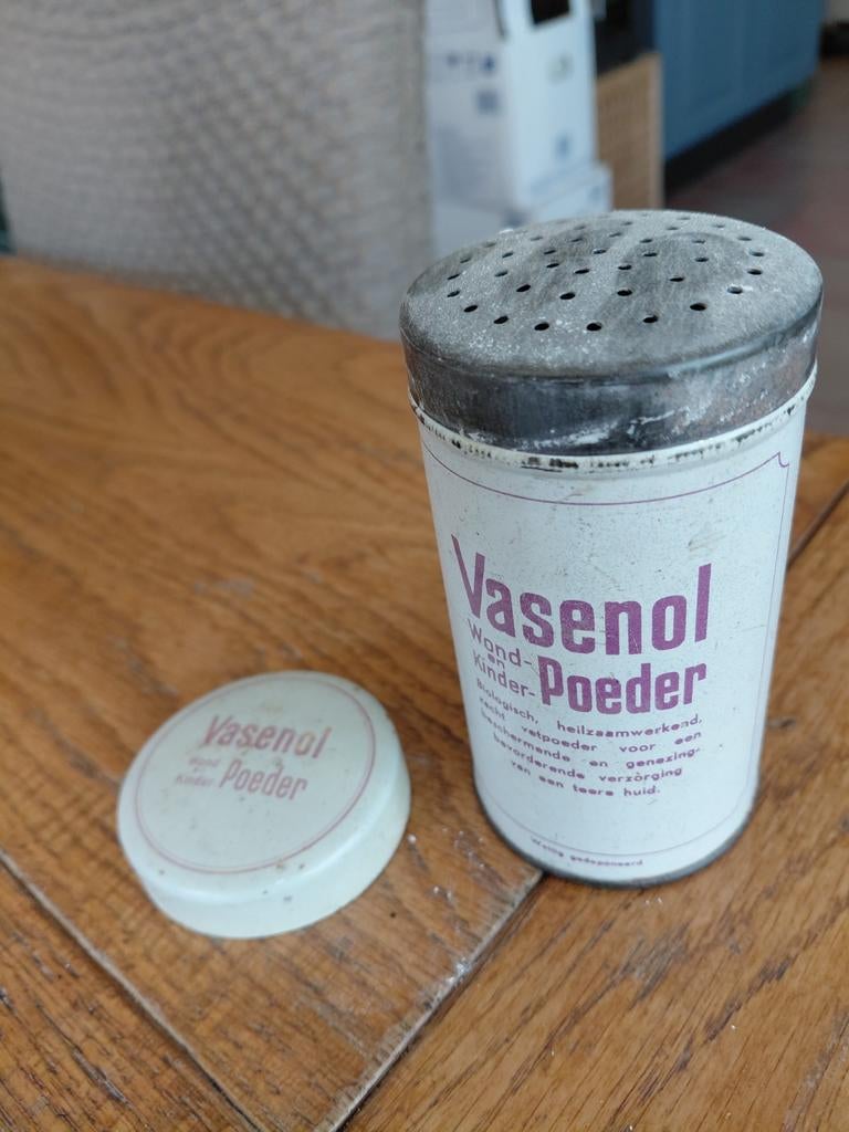Vintage Vasenol Wond- en Kinderpoeder Strooibus, Antiek en Kunst, Ophalen of Verzenden