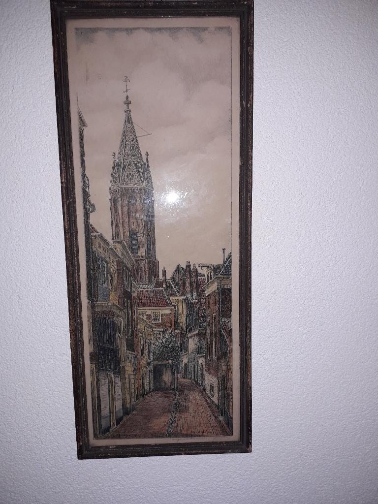 ANTIEKE KLEUREN LITHO DEN HAAG van EUGENE RENSBURG I.Z.G.ST, Antiek en Kunst, Ophalen of Verzenden