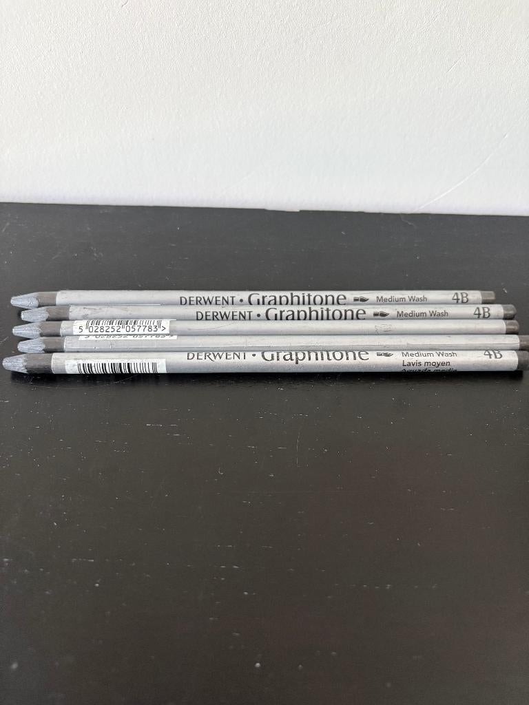 Derwent Graphitone 4B Medium Wash 5x potloden, Hobby en Vrije tijd, Tekenen, Ophalen of Verzenden, Nieuw, Potlood of Stift
