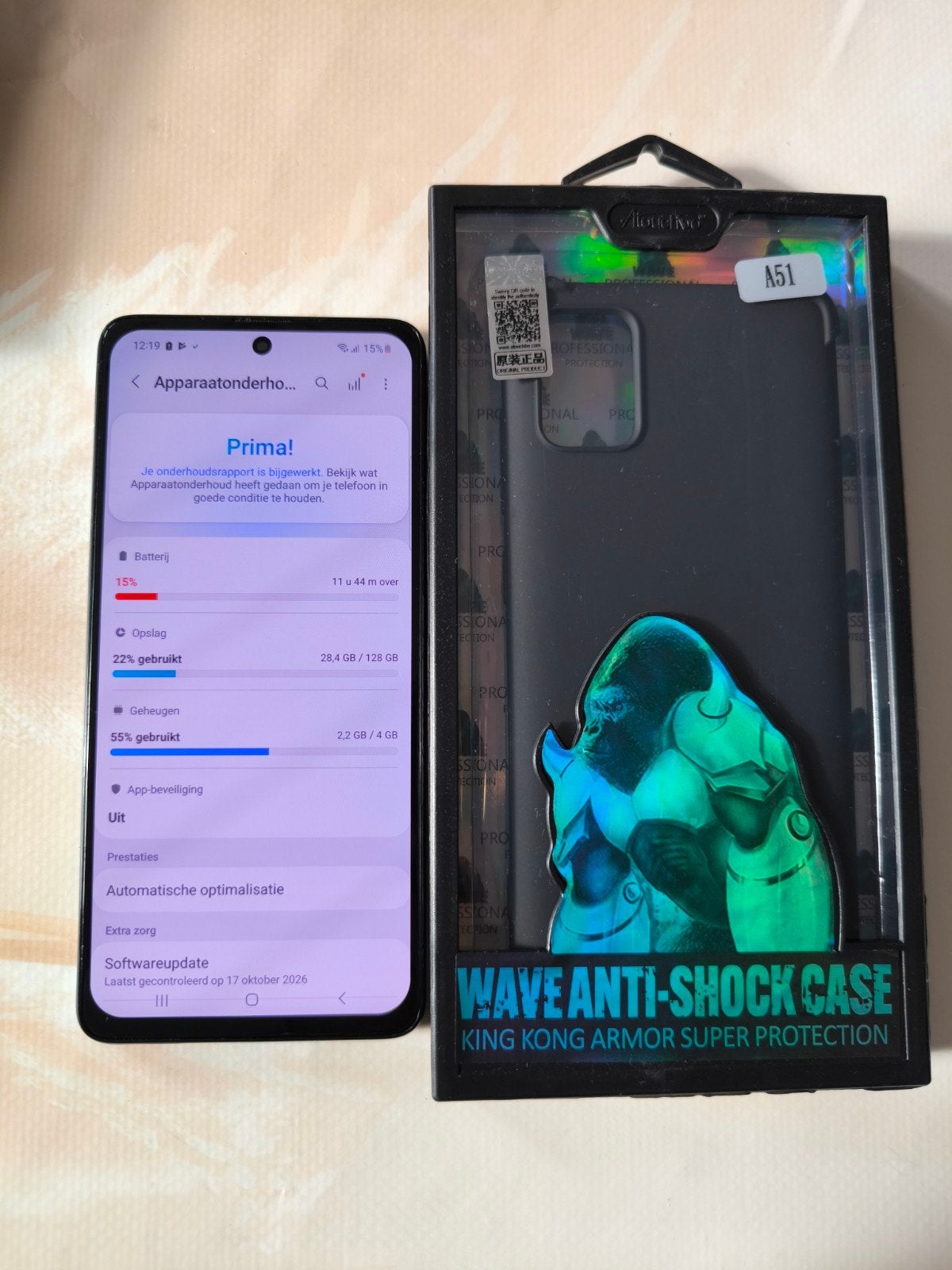 Samsung Galaxy A51 128GB met hoesje en oplader, Overige kleuren, Touchscreen, Ophalen of Verzenden, Zo goed als nieuw