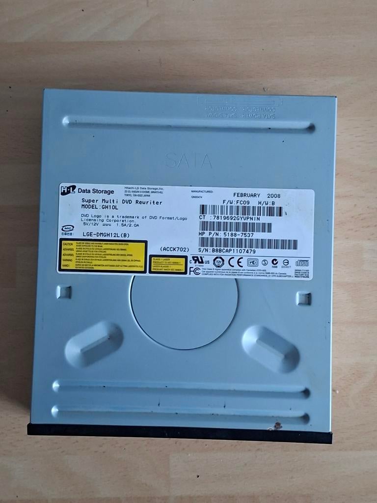 HP Super Multi DVD Reuriter SATA LGE-DMGH12L (B), Computers en Software, Intern, Gebruikt, Dvd, Ophalen of Verzenden