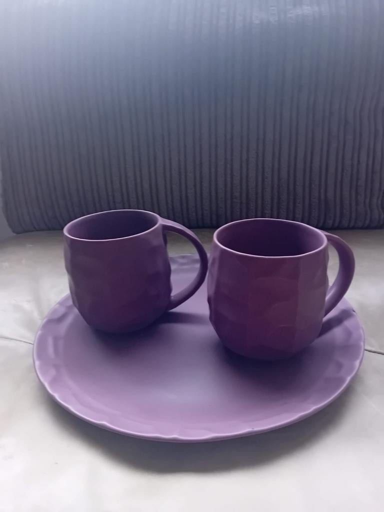 COCO maison paarse kopjes + schaal set – modern servies, Antiek en Kunst, Ophalen of Verzenden